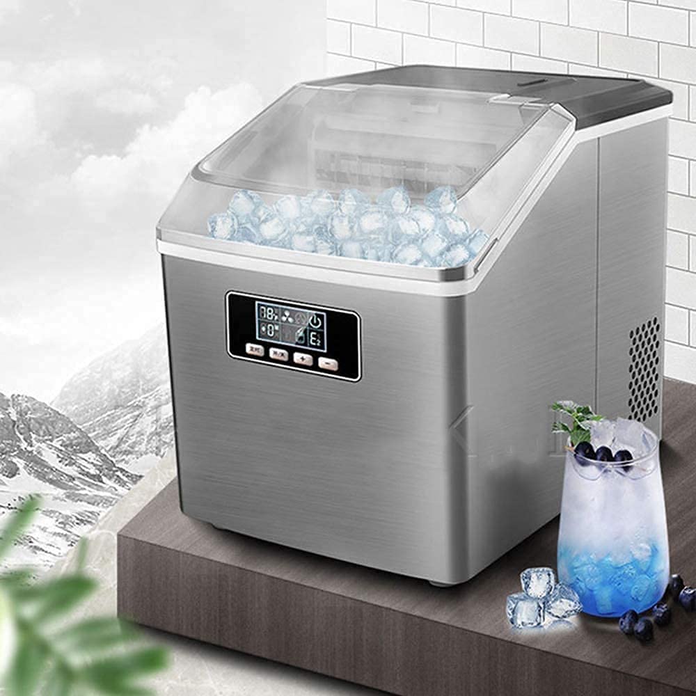 Máquina de Fabricantes de Hielo,55 Lbs /24h Fabricantes de Hielo,Cubo Cuadrado Cubierta Transparente Completa congelada for el hogar/Tienda/cafetería/Tienda de Bebidas frías