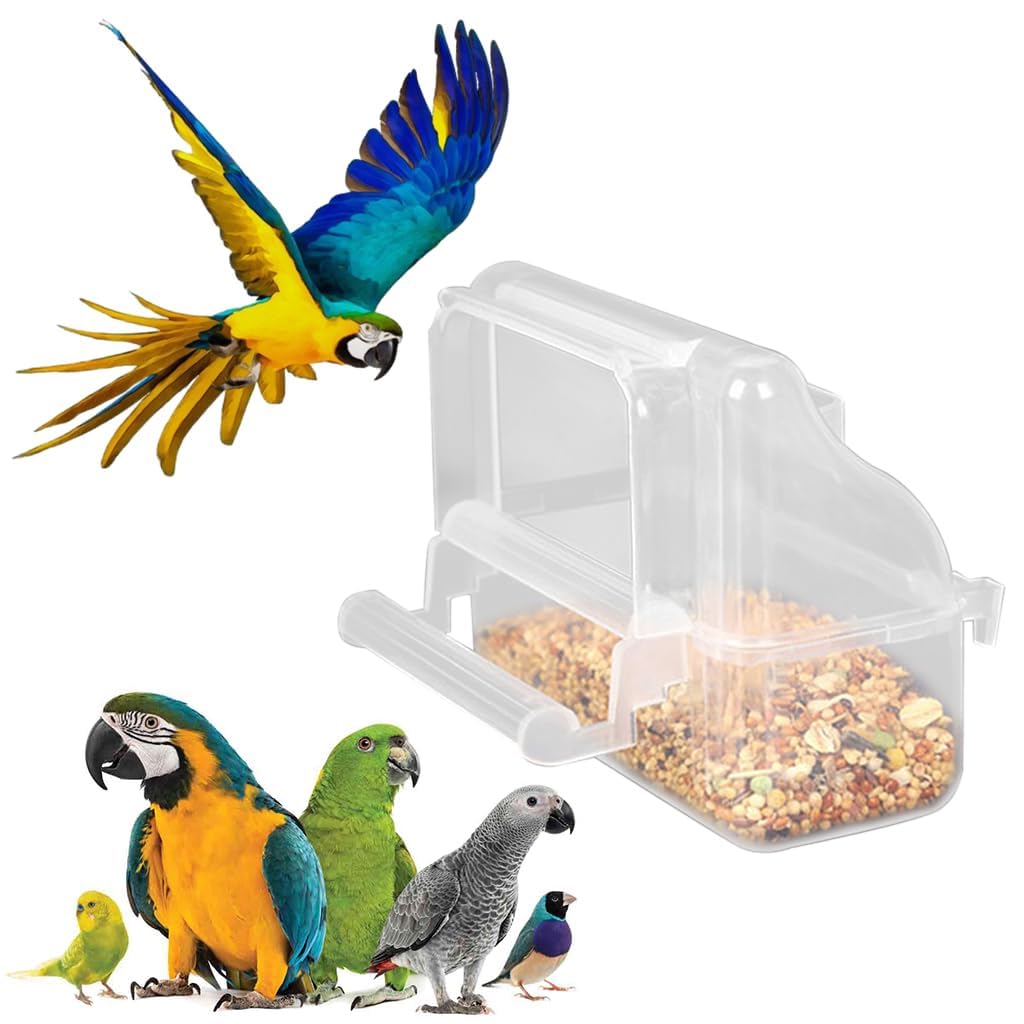 Qpets® Small Bird Feeder, Bird Food Case for Cage, Transparent Bird Food Water Dispenser with Perch Rod, Easy Refill & Installation Fits Various Cages - 11.5 * 5.2 * 9.2CM (B0DFXWL8W1) Amazon Price History, Amazon Price Tracker