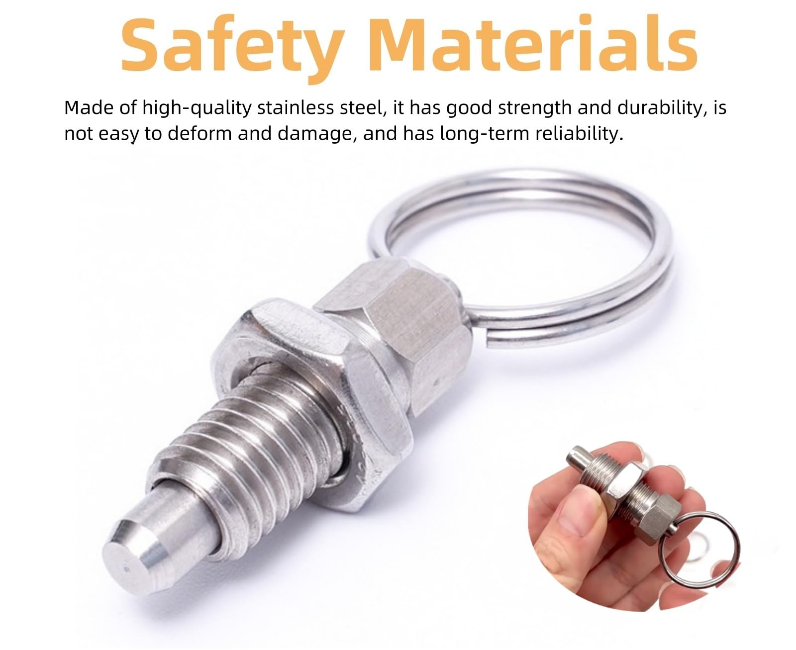 6pcs Pull Ring Indexing Plunger, M10 Retractable Spring Manual Plunger Stainless Steel Quick Release Pin Spring-Loaded Plunger Pulls Ring Spring Plunger Replacement Spring Plunger Mechanic Accessories