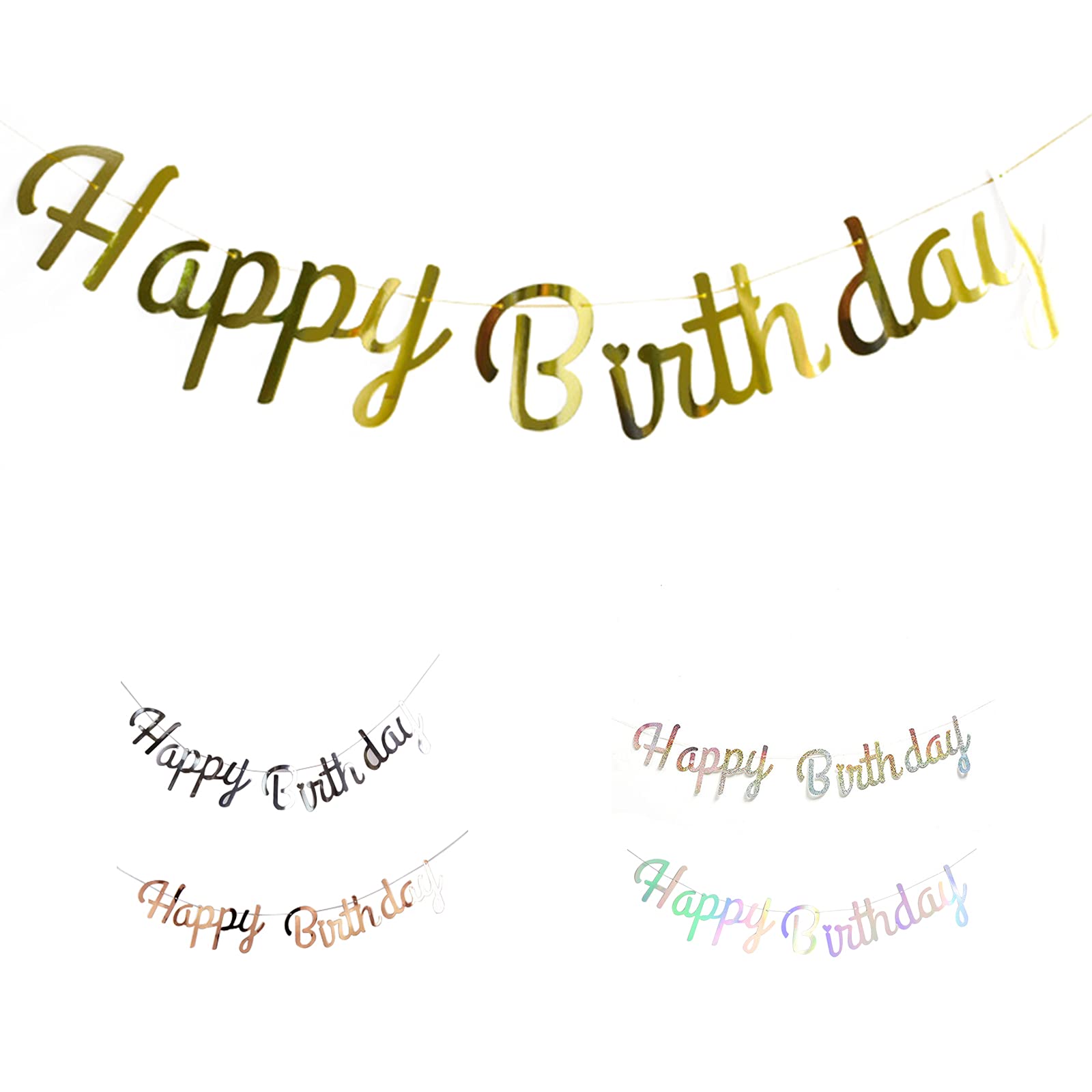 Buy Gold Happy Birthday Banner, Gold Shiny Happy Birthday Letter Sign