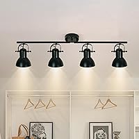 Vista 8 de Track Lighting Fixtures Ceiling Black Track Lighting Kitchen Light Fixtures Ceiling Light 4 Light Angle Adjustable Industrial Track Lighting Kit for