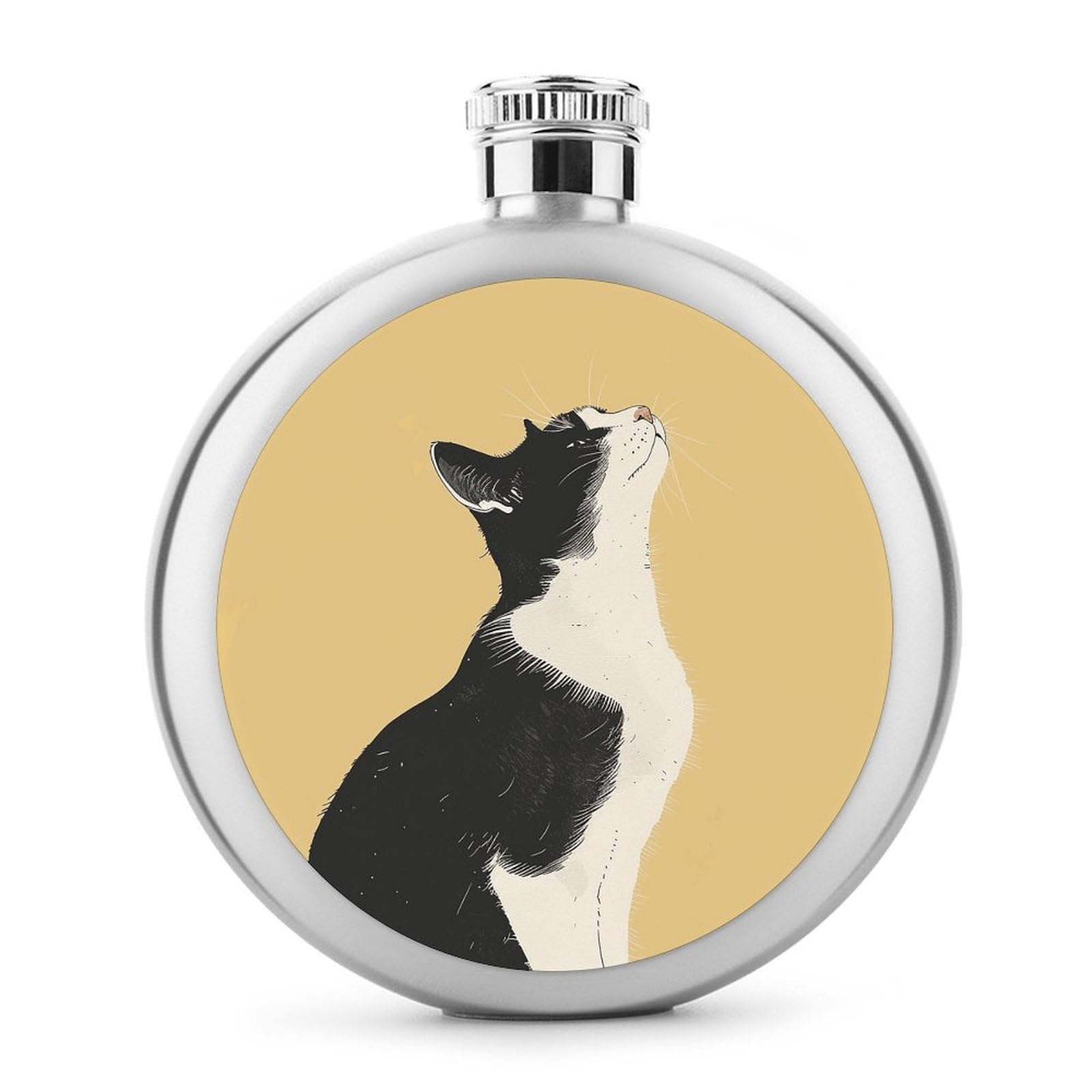 Flasque à whisky anti-fuite et robuste en acier inoxydable avec motif chat original de 140 g