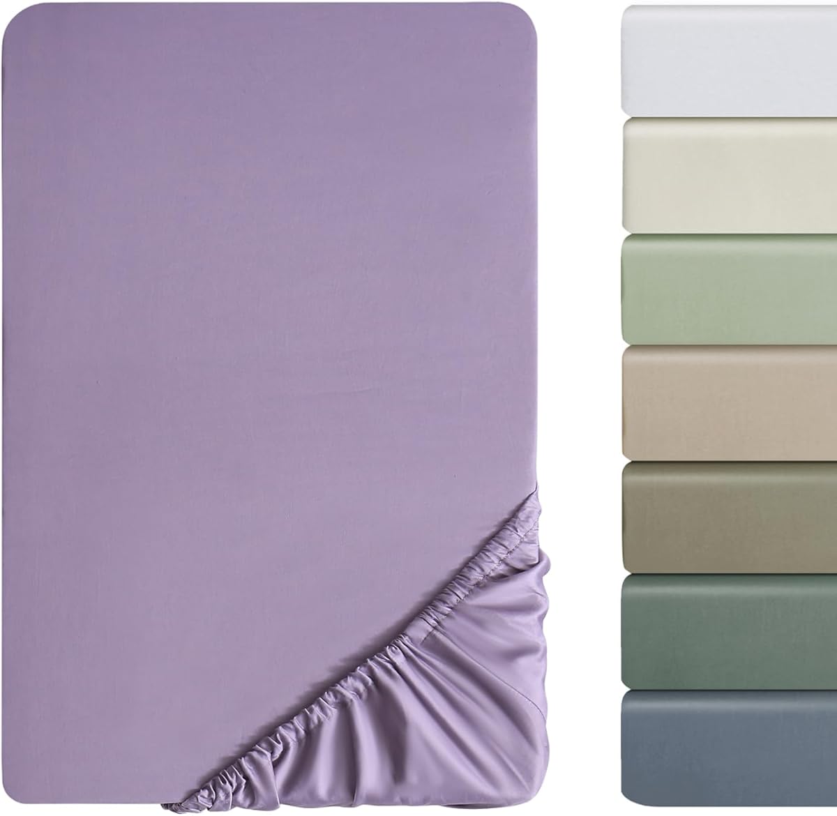 SOULFUL Satin Fitted Sheet, 90 x 190 cm, Cotton, 100% Long Staple Cotton Bed Sheet, Fitted Sheet up to 25 cm Mattress Height, Suitable for Allergy Sufferers, Oeko-Tex Certified, Grey Purple : Amazon.de