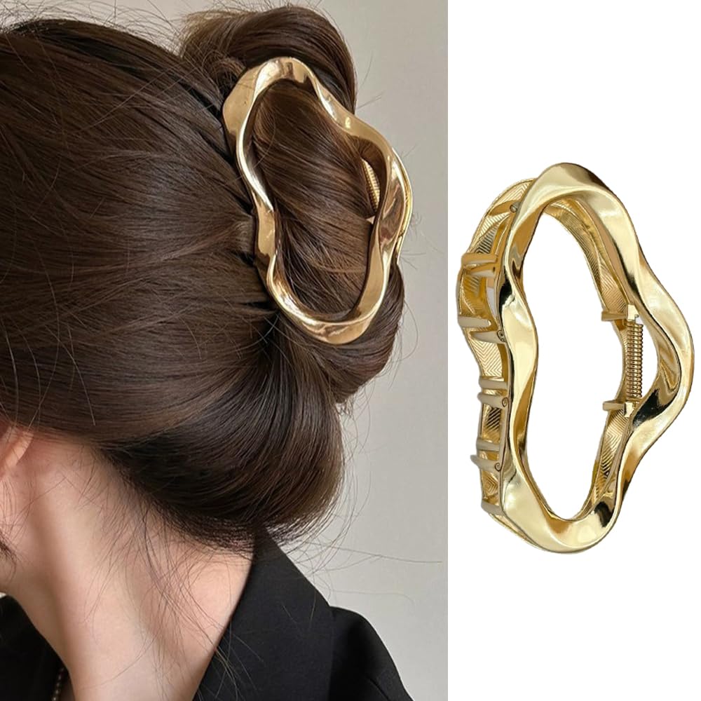 Photo 1 of 1Pcs Metal Gold Hair Claw Clips, 4.3Inches Large Hair Clips for Thick or Thin Hair Fashion Hair Accessories Strong Hold Hair Jaw Clips Hollow Cloud Design Hair Catch Barrette for Women