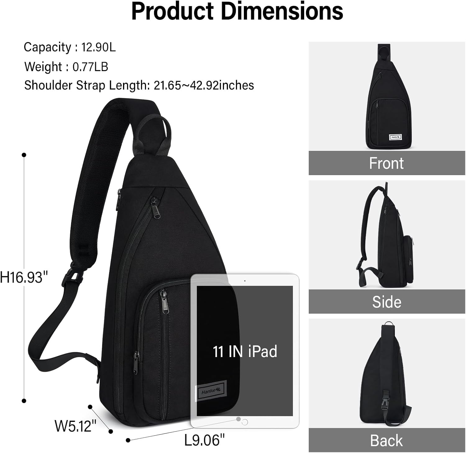 Hanke Crossbody Bags for Women Travel & Sling Bag for Men, Fits 11" Tablet, Canvas Cross body Purse, Chest Bag - Image 2