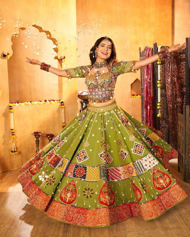 Women’s Navratri Lehenga Choli with Dupatta – Digital Printed Multi-Color Traditional Outfit for Wedding & Festival-V144