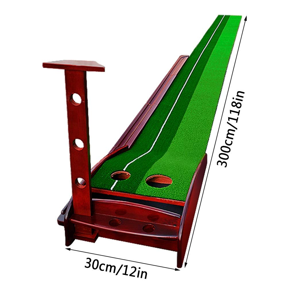 Golf Putting Mat Green, Solid Wood Professional Portable Putter Exerciser Set, Bring Back The Ball Track, for Indoor Golf Training (Color : Style 1, Size : 3.50.3m) (Style 1 3 * 0.3m)