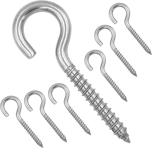 Miniatura 8 de Paquete de 12 ojales de tornillo de acero inoxidable 304, ganchos resistentes para soporte de hamaca, hamacas brasileñas y de yoga, columpio,