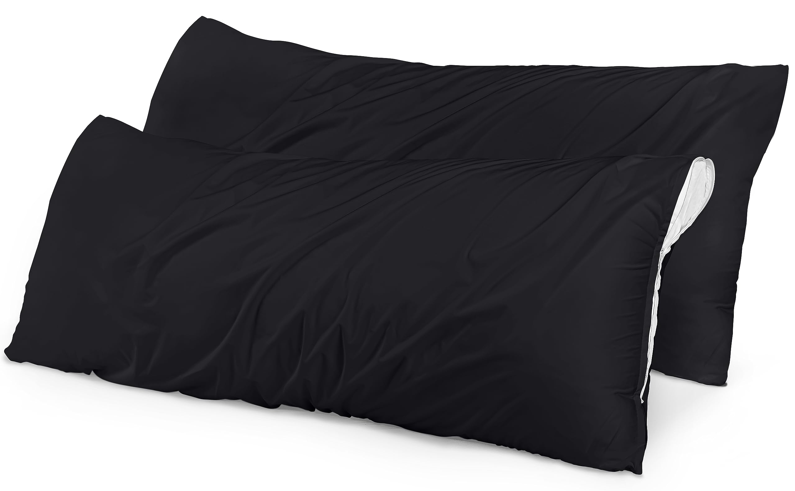 Utopia Bedding Waterproof Pillow Protectors Zippered Body Size (2 Pack, Black), Zippered Pillowcases, Bed Bug Proof Pillow Encasement Covers 20 x 54 Inches