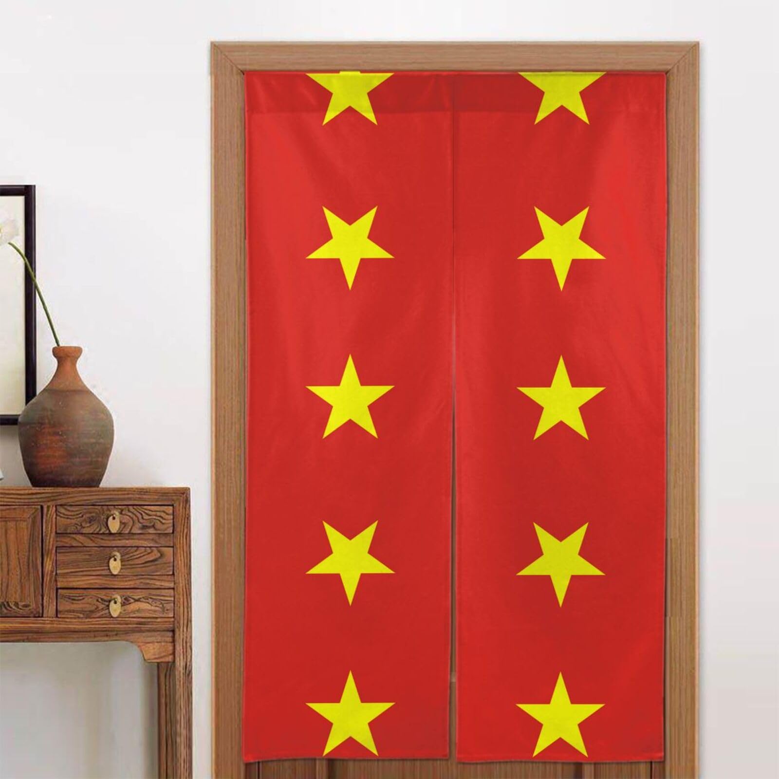 CNTDBU Vietnamese flag Door Curtain 34x56 Inch-Room Divider Panel for Privacy, Entryway Screen for Kitchen Bedroom