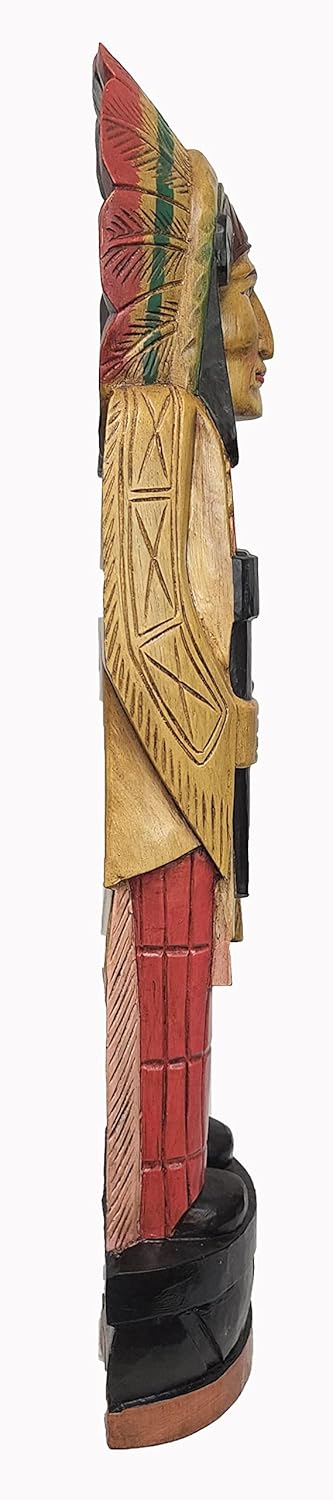 WorldBazzar Cigar Axe Indian Huge Hand Crafted Wooden Sculpture Cowboys Horseshoes Shotgun Old west Hunting Red, Green, Brown, Blue, Natural, Yellow, Orange