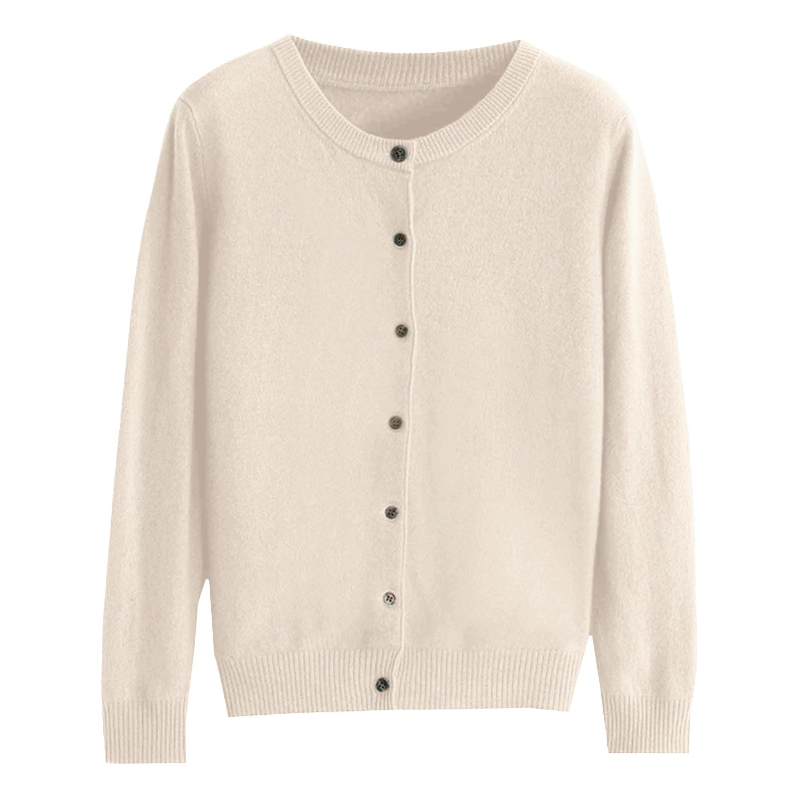 Bolero Chaqueta de punto ligera para mujer, manga larga, cuello redondo, tiempo de entretiempo, chaqueta ligera, clásica, cuello redondo, chaqueta de punto fina con botones, jersey suelto de punto