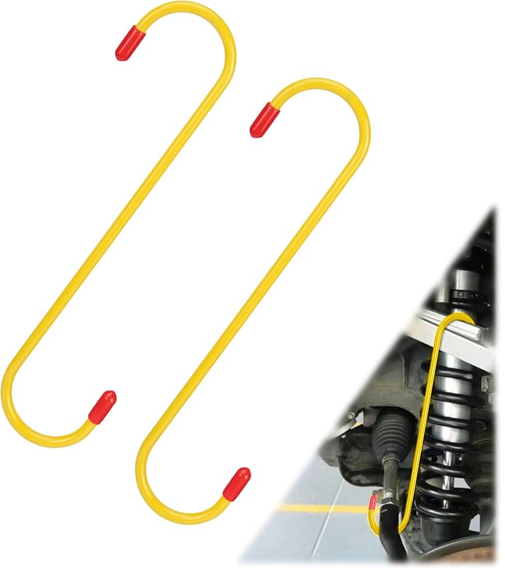 Kit com 2 ganchos para suporte de pinça de freio BFXM com pontas de borracha amarelos com tampa vermelha
