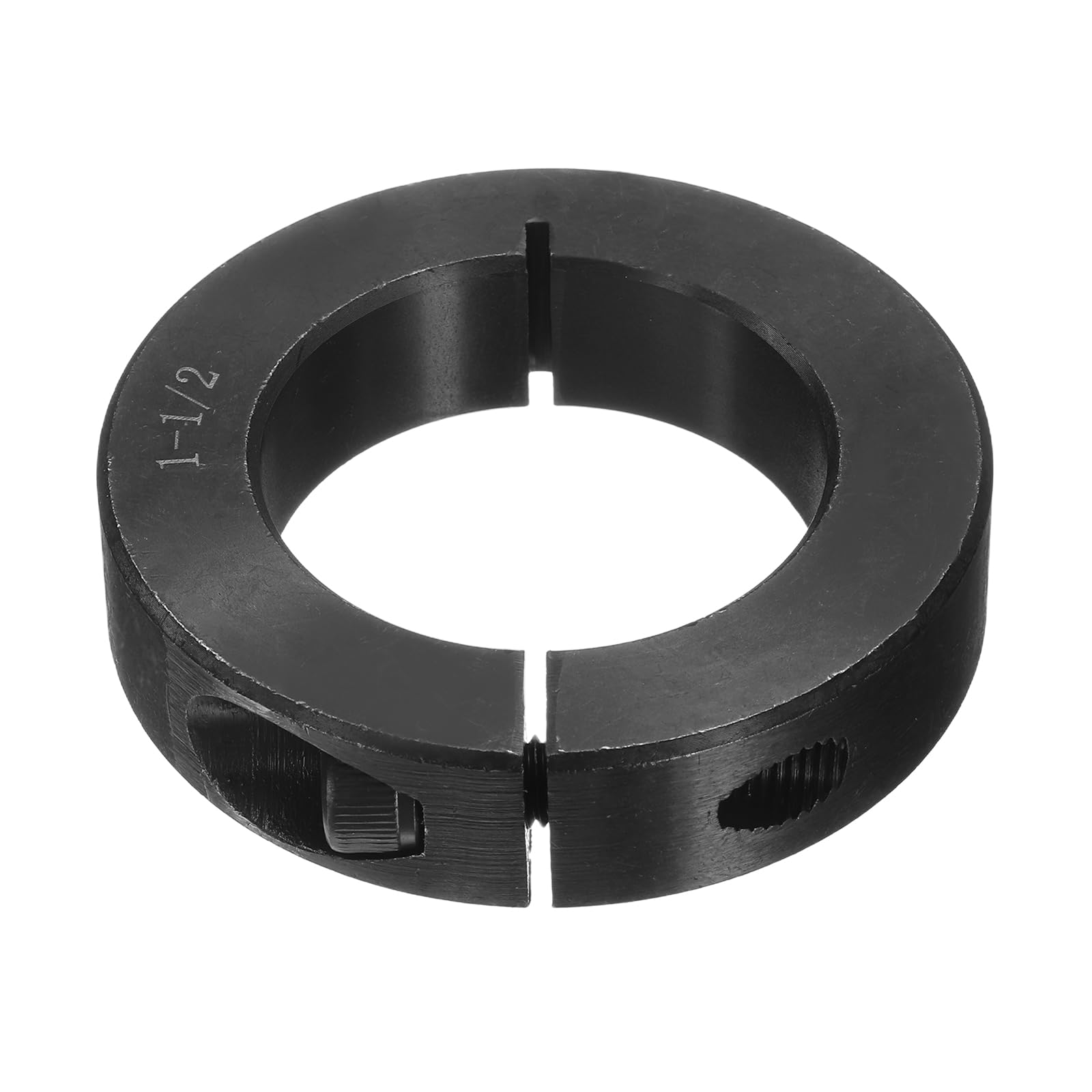 uxcell 2Pcs Single Split Shaft Collar, 1-1/2" Bore One Piece Clamping Collar 2-3/8" OD 9/16" Thickness Black Oxide Lock Collar Clamp with Set Screws (