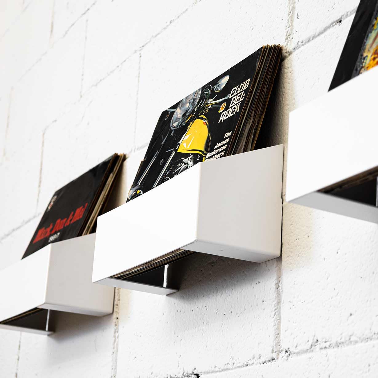 Estante Flotante para Vinilos Pared Groove | Soporte Estantería Discos Vinilo | Apto Pladur (Blanco Mate)