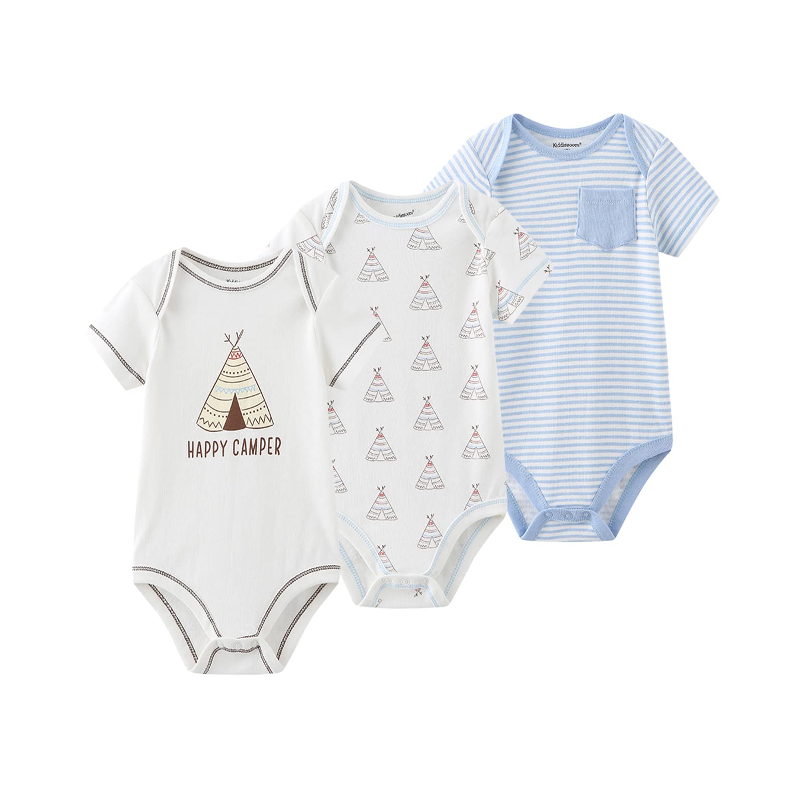 MAMIMAKA 3 Pack Baby Bodysuits Unisex-Infant Clothes Short Sleeve Bodysuits One-Pieces Cotton for Baby Boys and Girls