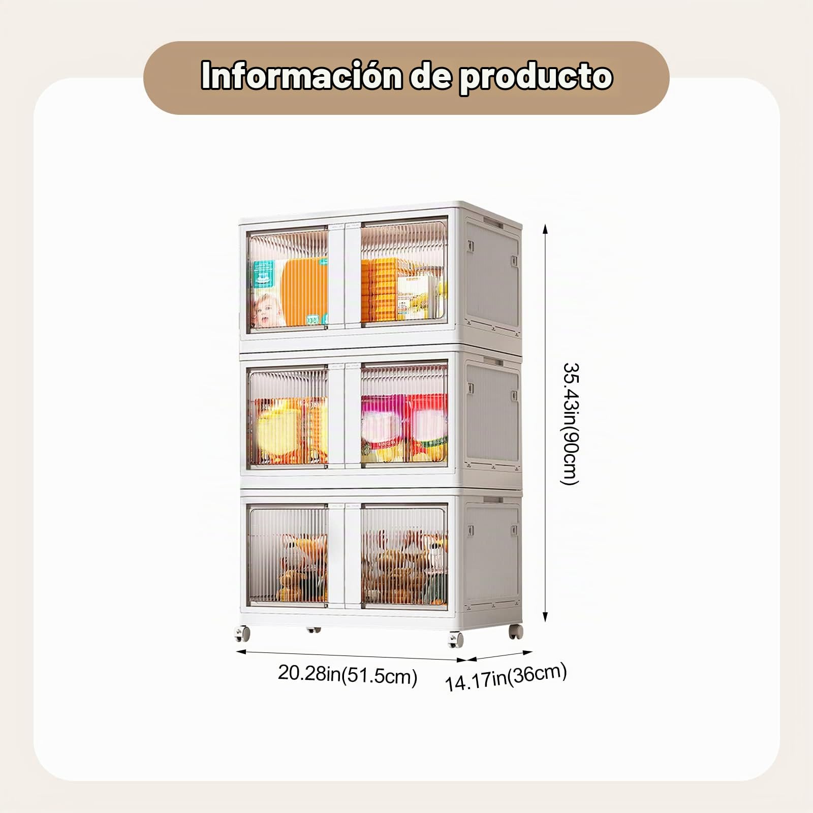 Ergocar Caja de Almacenamiento de Plegable, Transparente Cajas de Almacenamiento Apilables con Ruedas, Apertura de Cinco Lados, Cajas de Almacenamiento Plástico para Dormitorios, Salas de Estar
