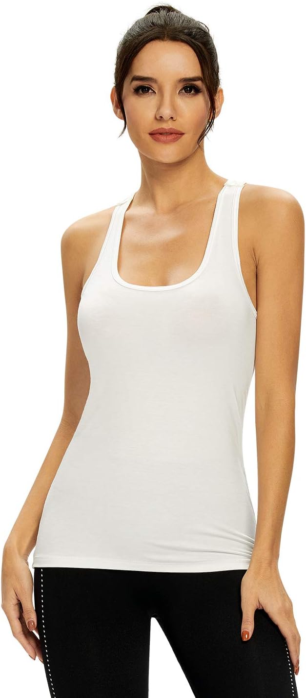 Femdouce Racerback Workout Tank top for Women Activewear Running top Yoga 4 Pack
