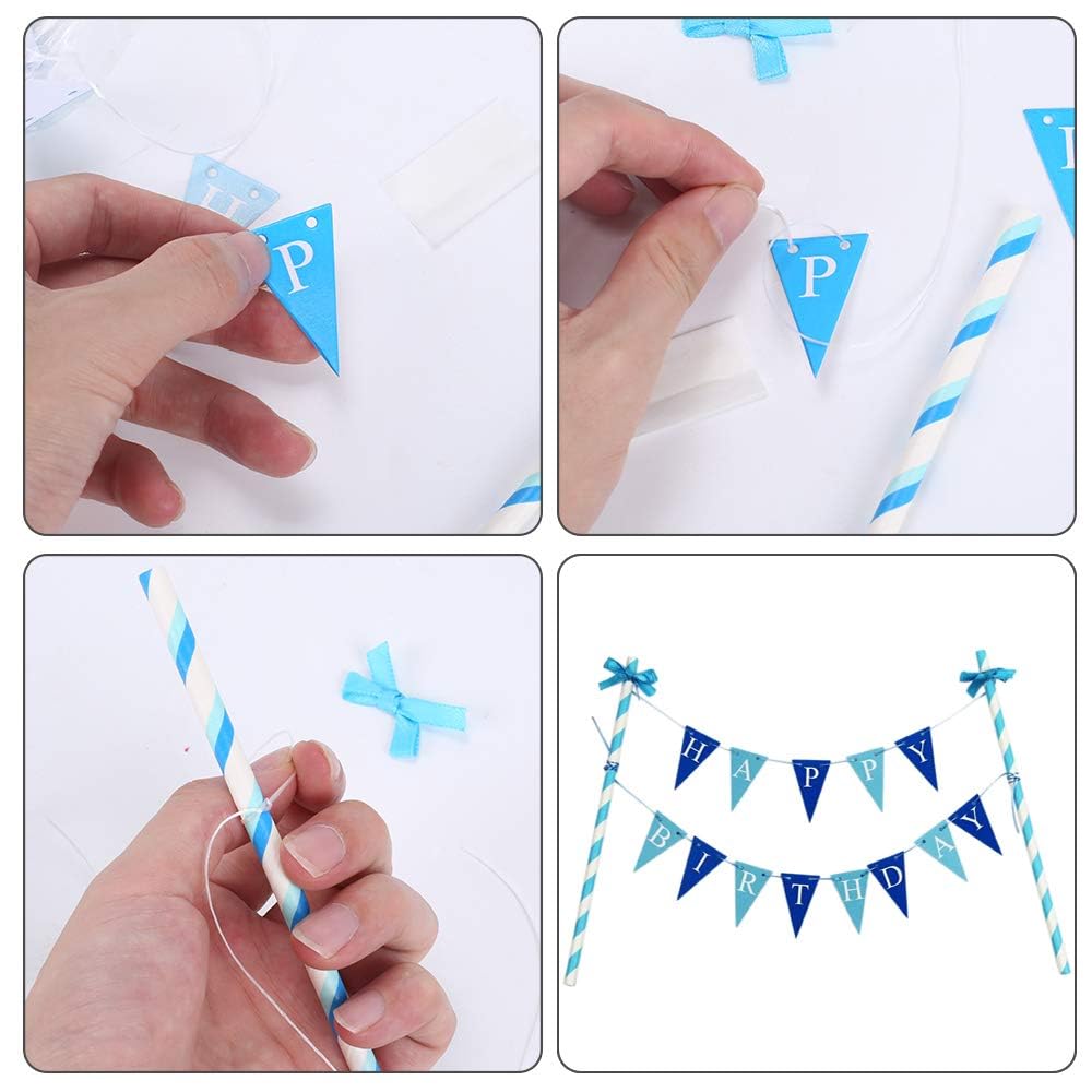 BillyBath Happy Birthday Cake Topper, 17 Pezzi Decorazione per Torta, Candeline Compleanno