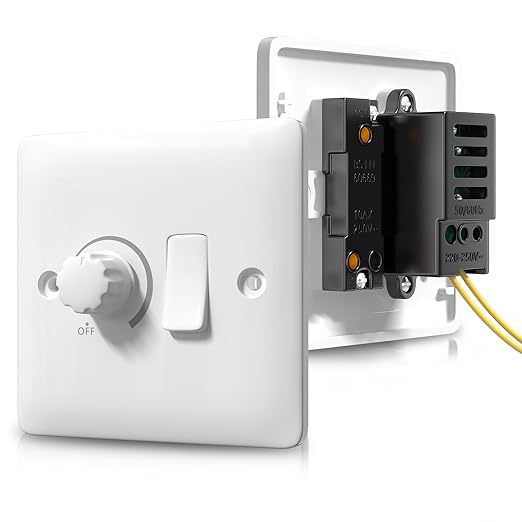 Luxvista White Dimmer Switch, Dimmer and Rocker Wall Light Switch Combo, 2 Gang, 1 Way Light