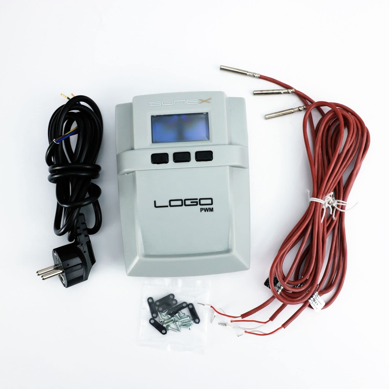 SUNEX Solarregler LOGO PWM Solar Panel Controller, Laderegler und Pumpensteuerung für thermische Solaranlagen, Heizungsanlagen, intelligenter PWM Regler mit LCD Display und Speicherfunktion