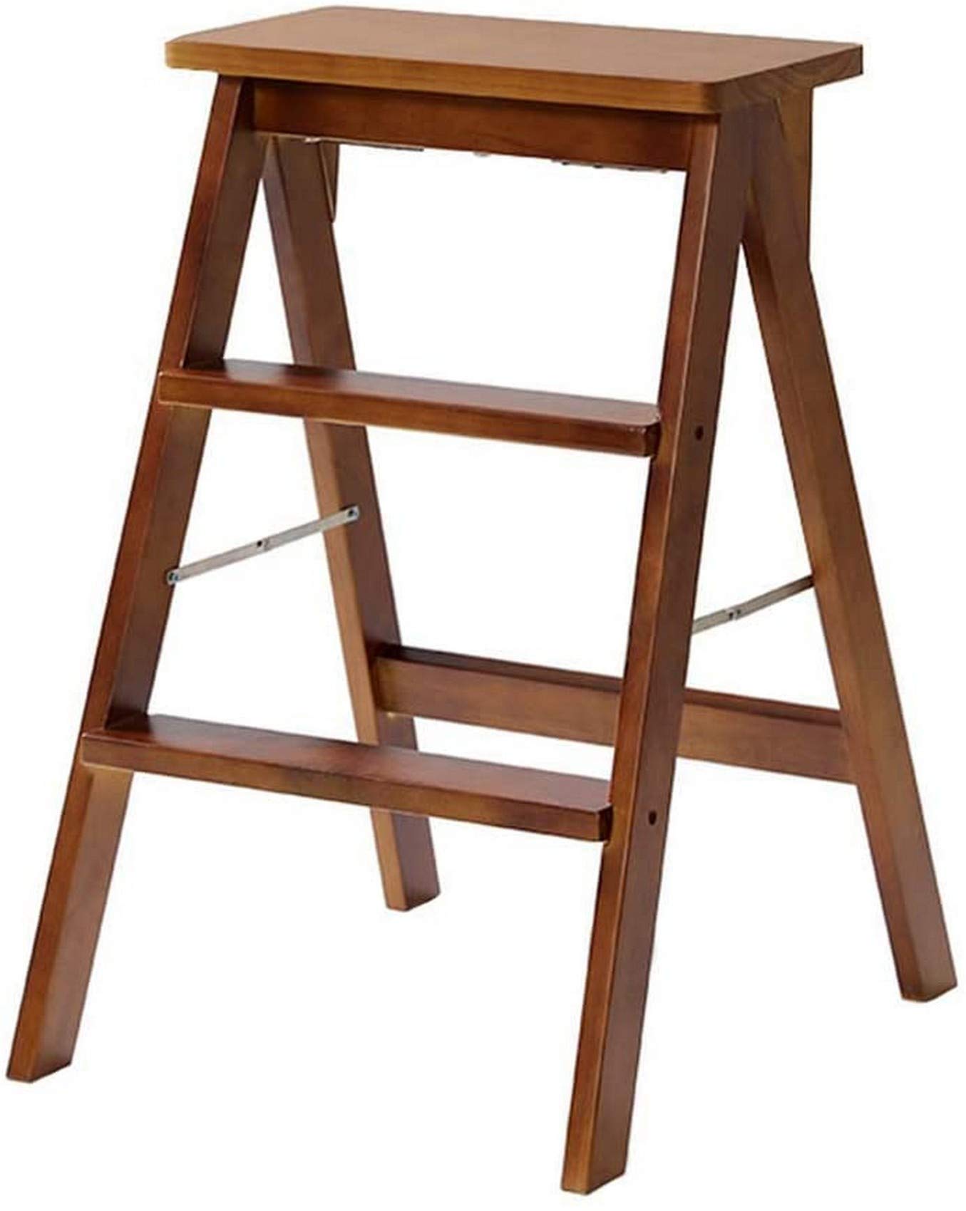 Tritthocker aus Holz, Trittleiter aus Massivholz, multifunktionaler, klappbarer Tritthocker für Küche, Bibliothek und Büro, 3-stufige Mini-Trittleiter, klappbare Trittstu