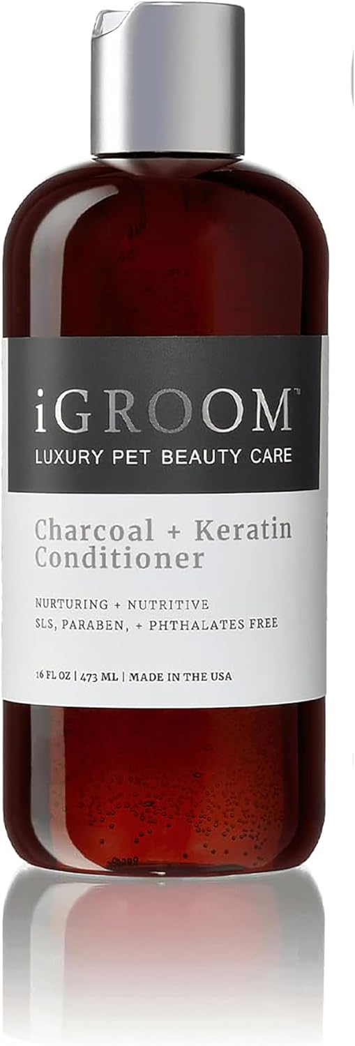 iGroom Charcoal Keratin Dog Conditioner, Luxury Pet Beauty Care, Repairs Enhances Adds Moisture, Made in USA, Summer Fig, 16oz