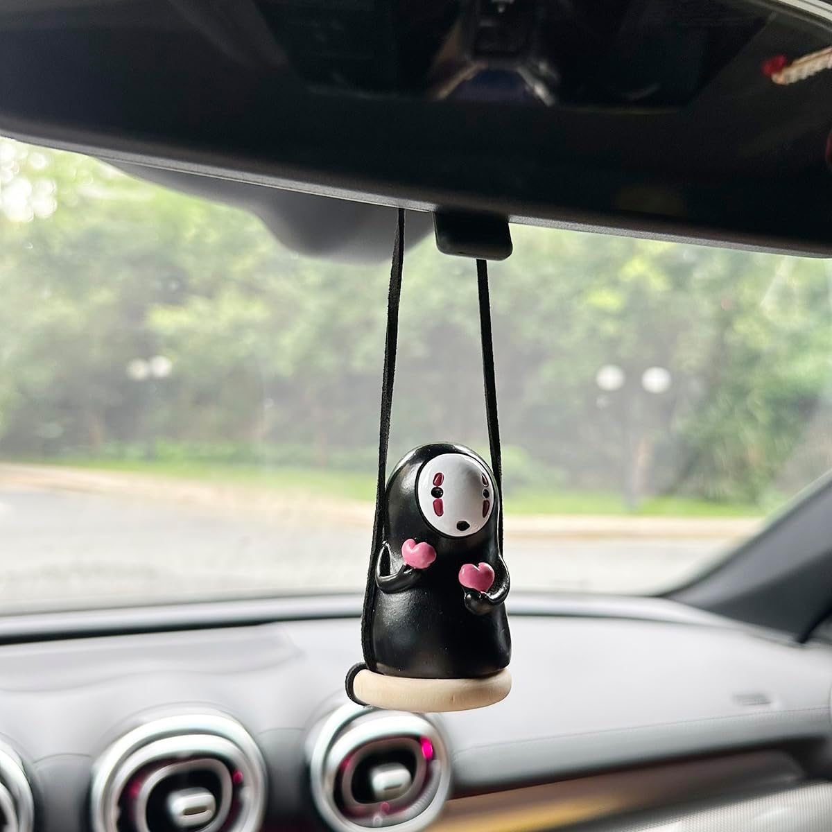 Anime Car Accessories of No Face Man loving Car Pendant Hanging Swing, for Car Rear View Mirror Accessories