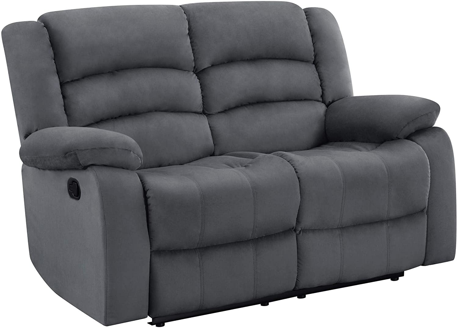 Blackjack Furniture Winthrop 60" Modern Manual Reclining Loveseat, Soft Microfiber Upholstery, Extra Padded Back, Lumbar Support & Smooth Reclining Mechanism, Gray
