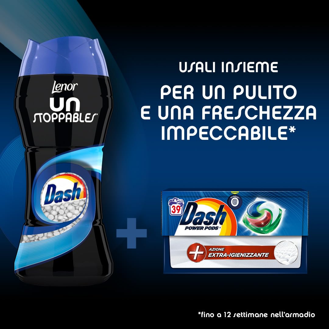 Lenor Profumatore Bucato Perle Profumate Lavatrice, Unstoppables Dash, Confezione Da 6 (6 X 210 G), Freschezza Non-Stop Per Il Bucato (Fino A 12 Settimane Nel Guardaroba)