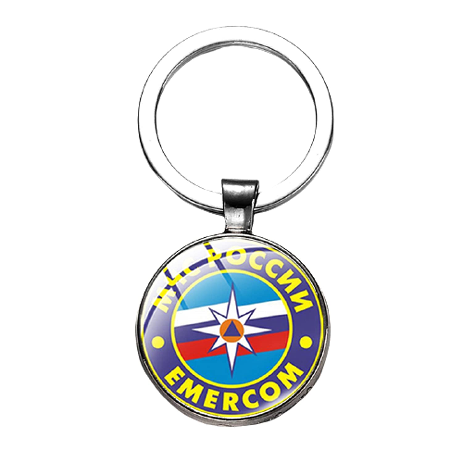 МЧС РОССИИ EMERCOM Public of Russia Keychain Charm Glass Dome Key Jewelry Friendship Gift Accessories Hot