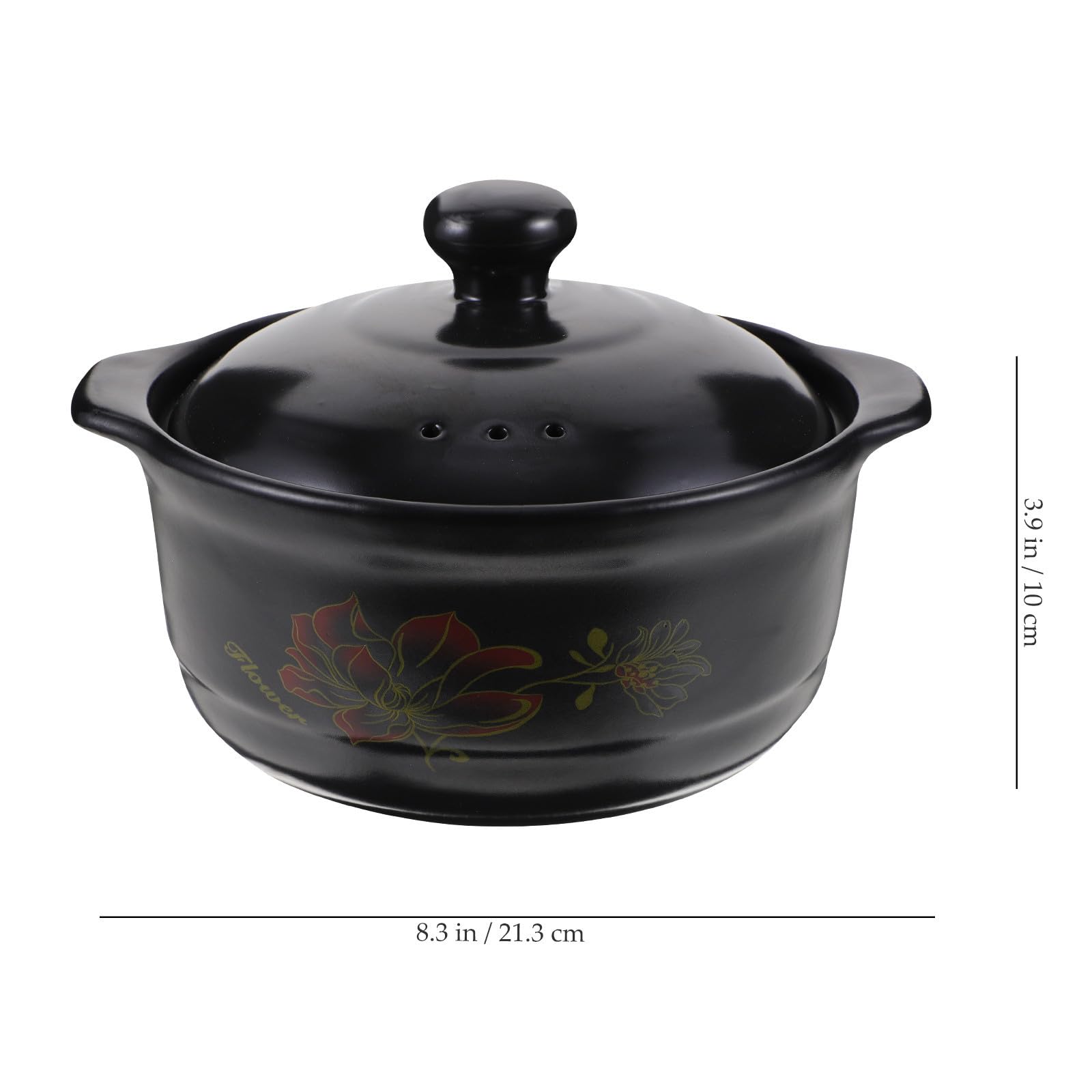 LIFKOME Cacerola de Cerámica, Olla de Cerámica para Estofado Resistente a Altas Temperaturas, Negra, Superficie Lisa, Distribución Uniforme del Calor, Cocina y Cocción en Cocina y Hogar