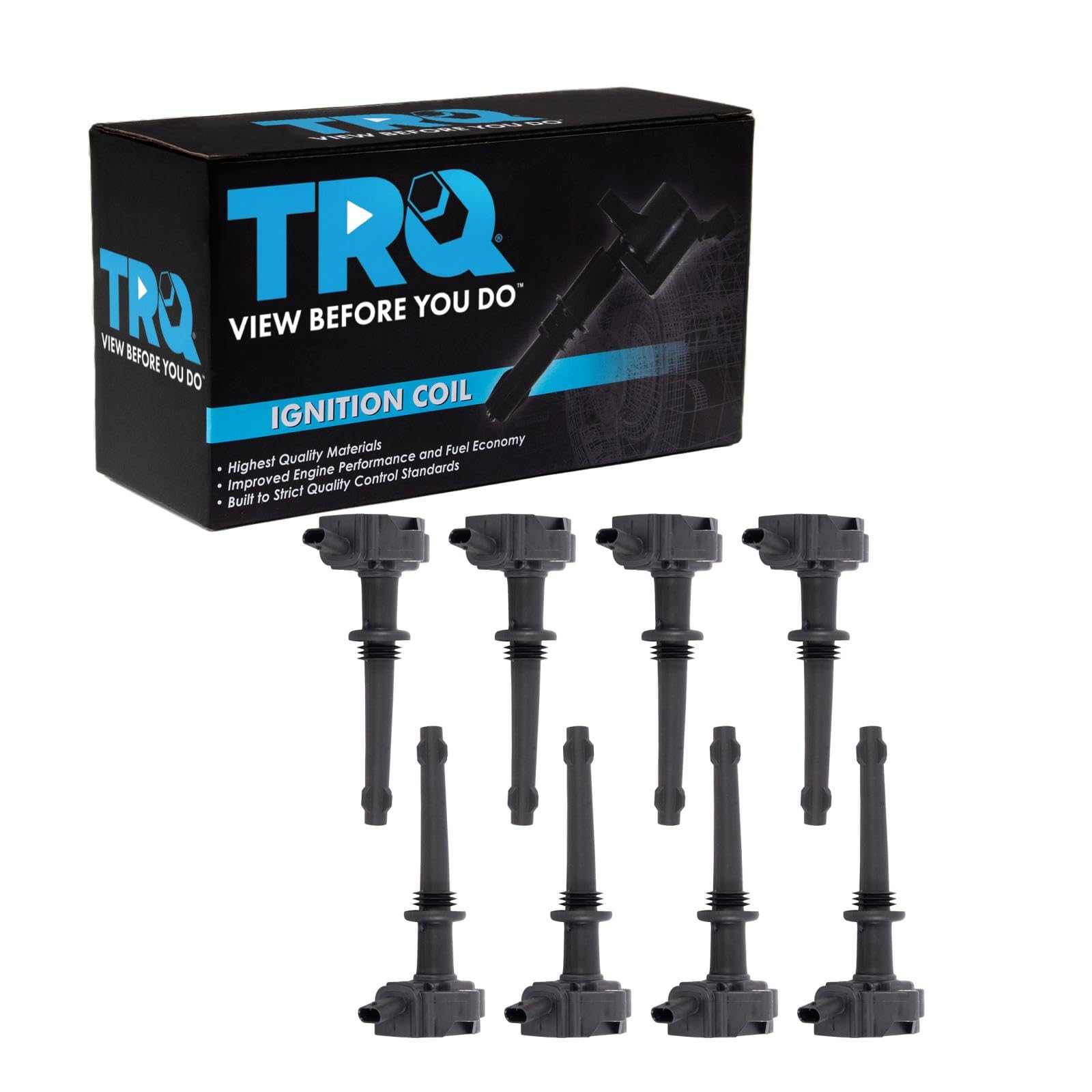 TRQ Ignition Coil Set Compatible with 2010-2012 Jaguar XF XFR XJ XK XKR, 2012 XKR-S, 2010-2013 Land Rover LR4 Range Rover Sport