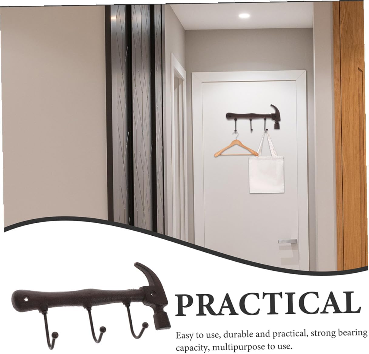 Ciieeo Vintage Industrial Iron Coat Hooks 2pcs Hammer Shape Wall Mount Garment Rack with Screws for Entryway and Home Organization