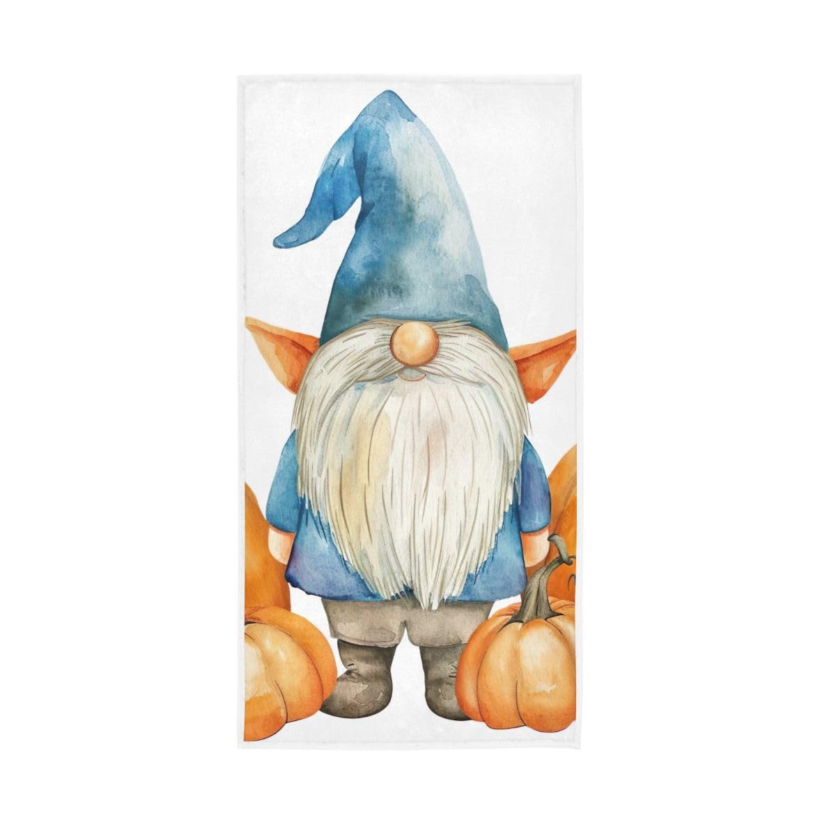 LSRCPD Gnome and Autumn Pumpkins Hand Towel Soft Washcloths Cotton Hand Towels 15 x 30 Inch