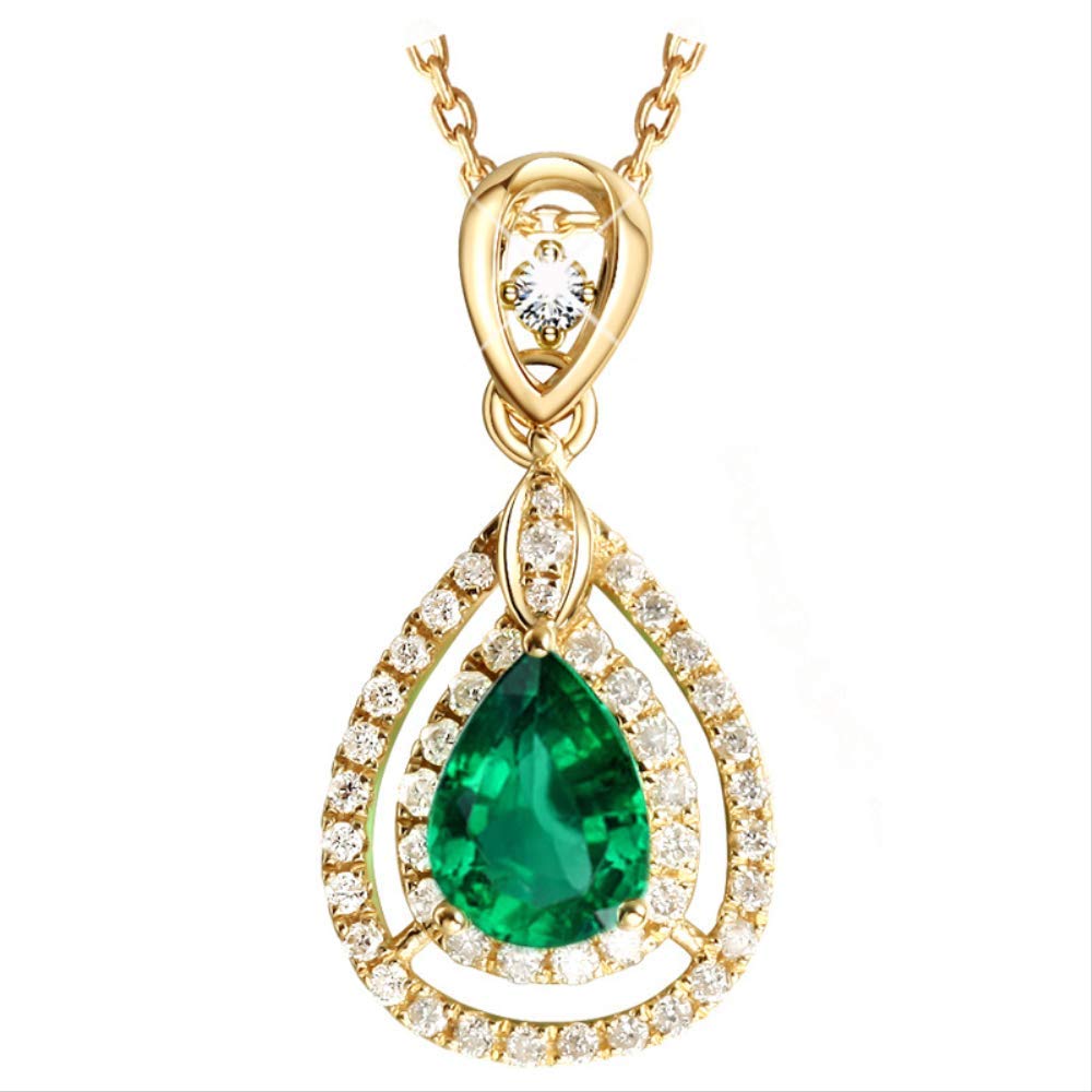 Elegante Collana di smeraldi con Pendente a Forma di Goccia d'Acqua in Gioielli 925 per Donna