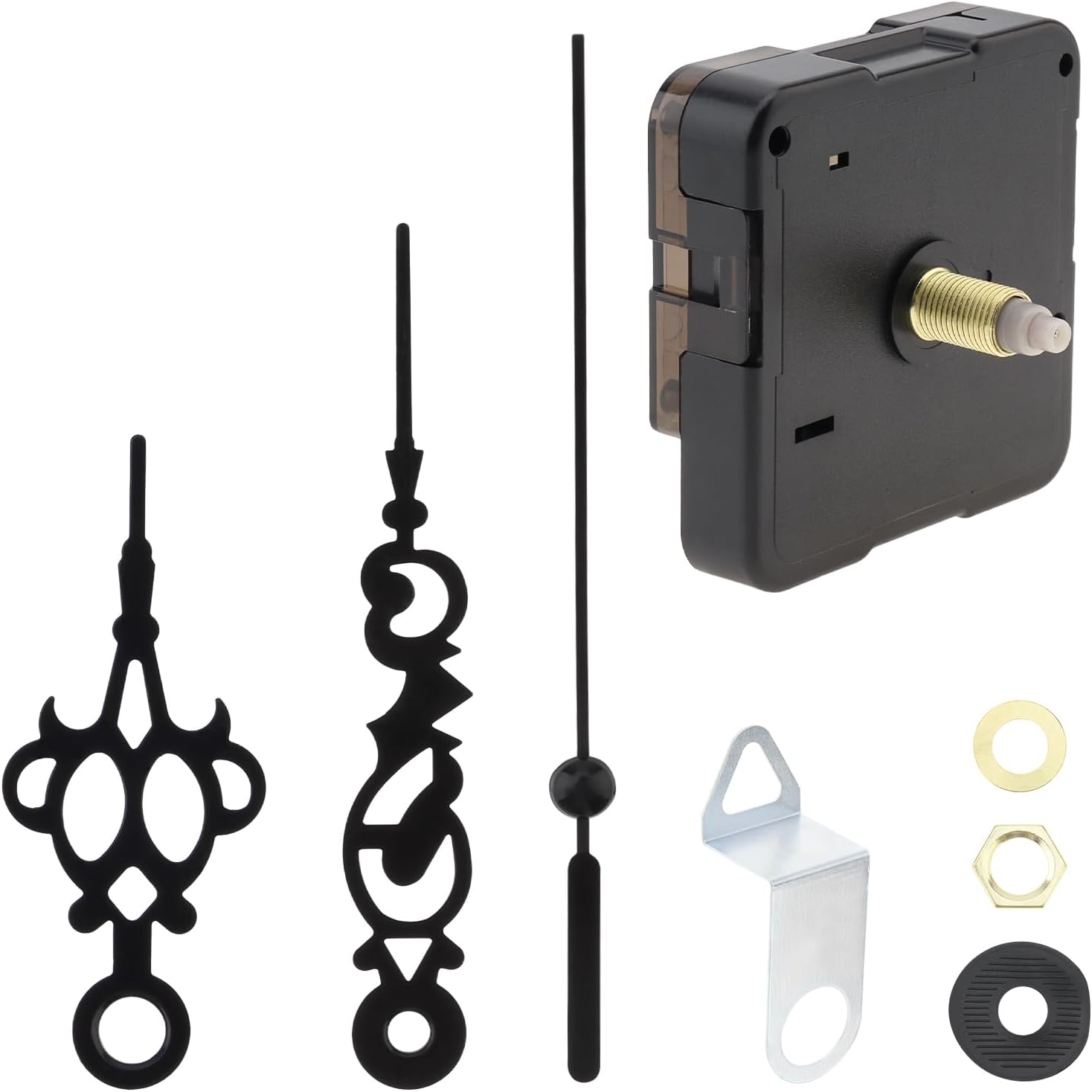 18mm (11/16 inch) Shaft Length Quartz Battery Operated Silent Clock Movement Mechanism, 11mm (7/16inch) Thread Length for Clock Repair/DIY with 7 cm (2.75 inch) Black Hands