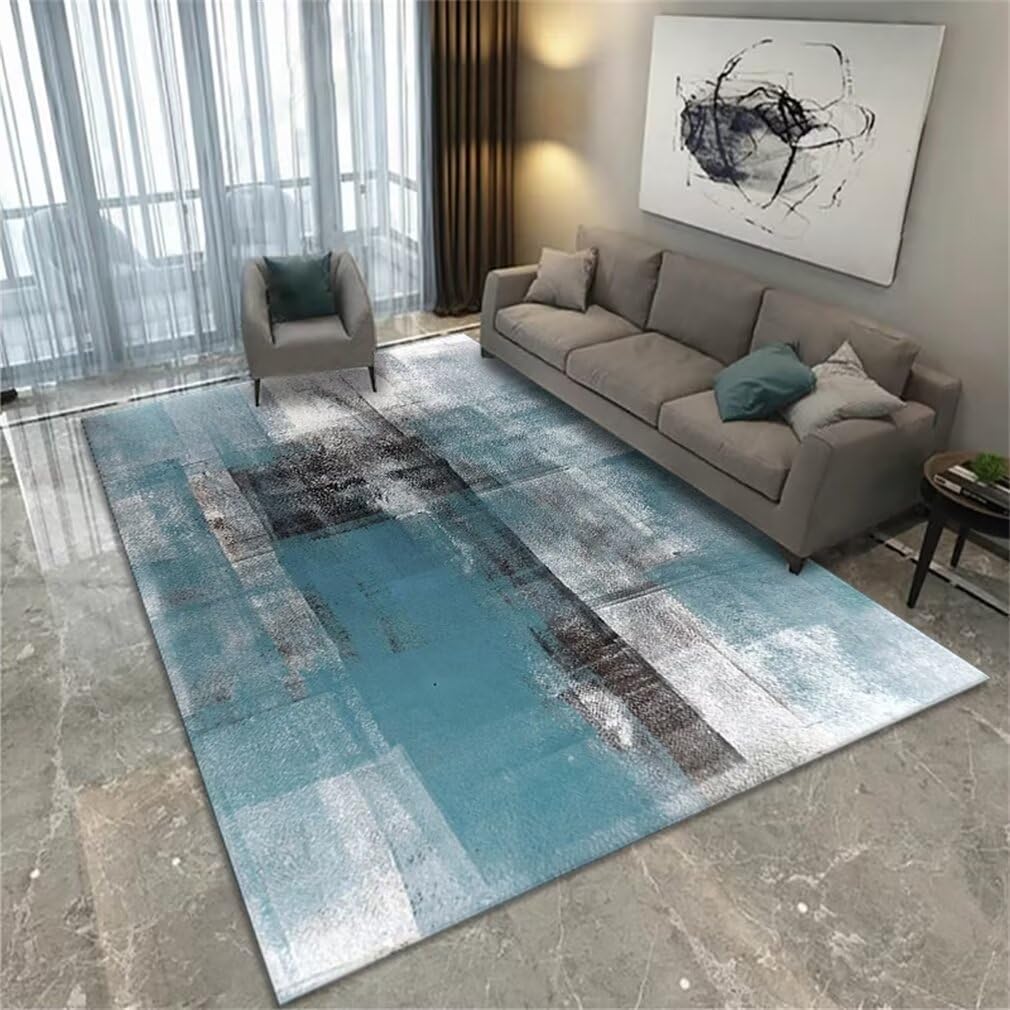 Tapis de cuisine gris bleu 50x70cm peinture à l'encre moderne