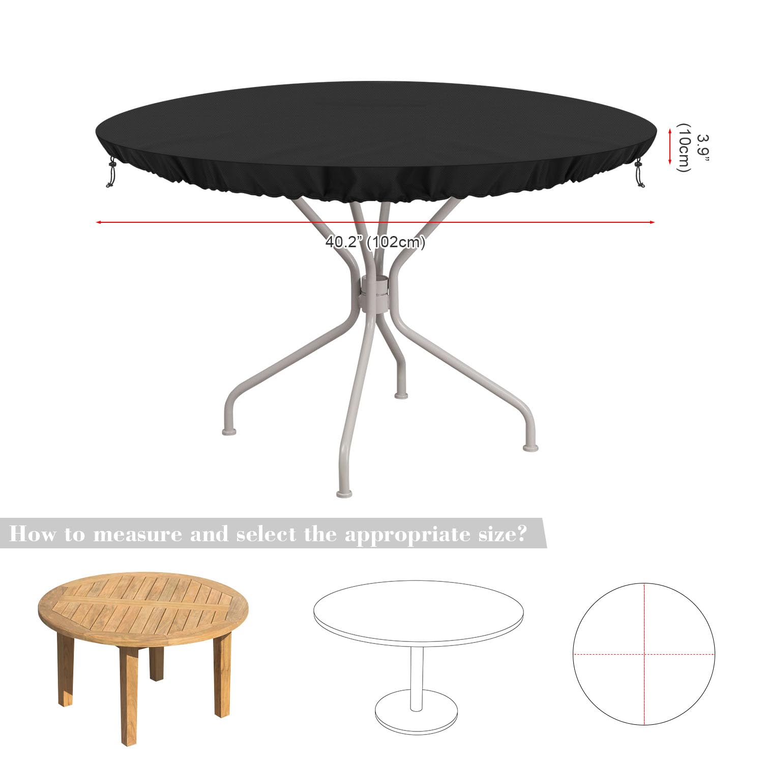 Housse de Protection Table Basse de Jardin Impermeable Anti-UV Tissu Oxford 420D Ø102x10cm