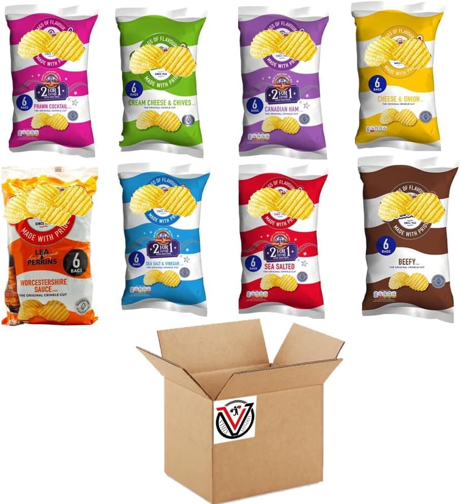 08 x Different Flavour Mixed Crisps 6 Pack (6 x 25g) Bags