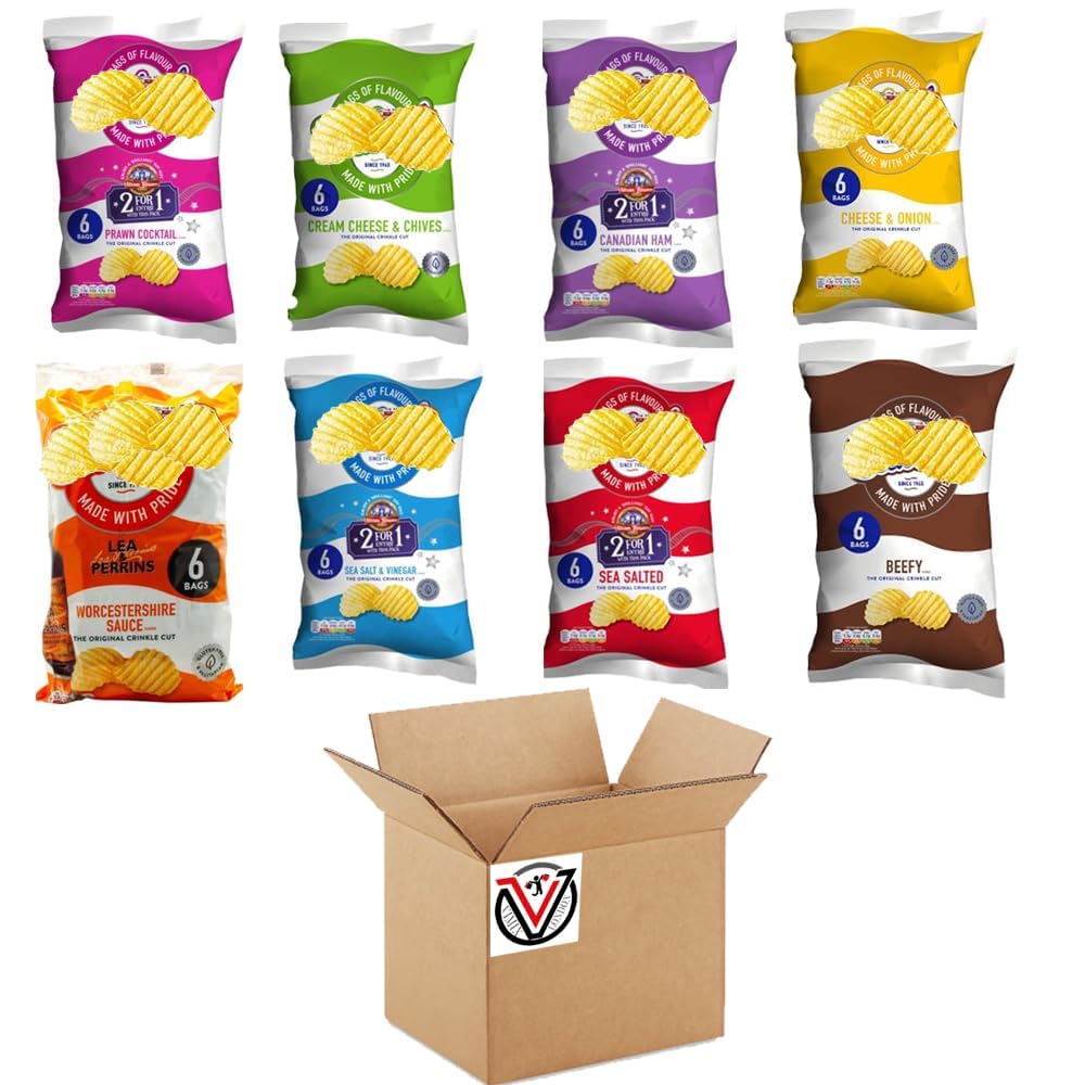 08 x Different Flavour Mixed Crisps 6 Pack (6 x 25g) Bags