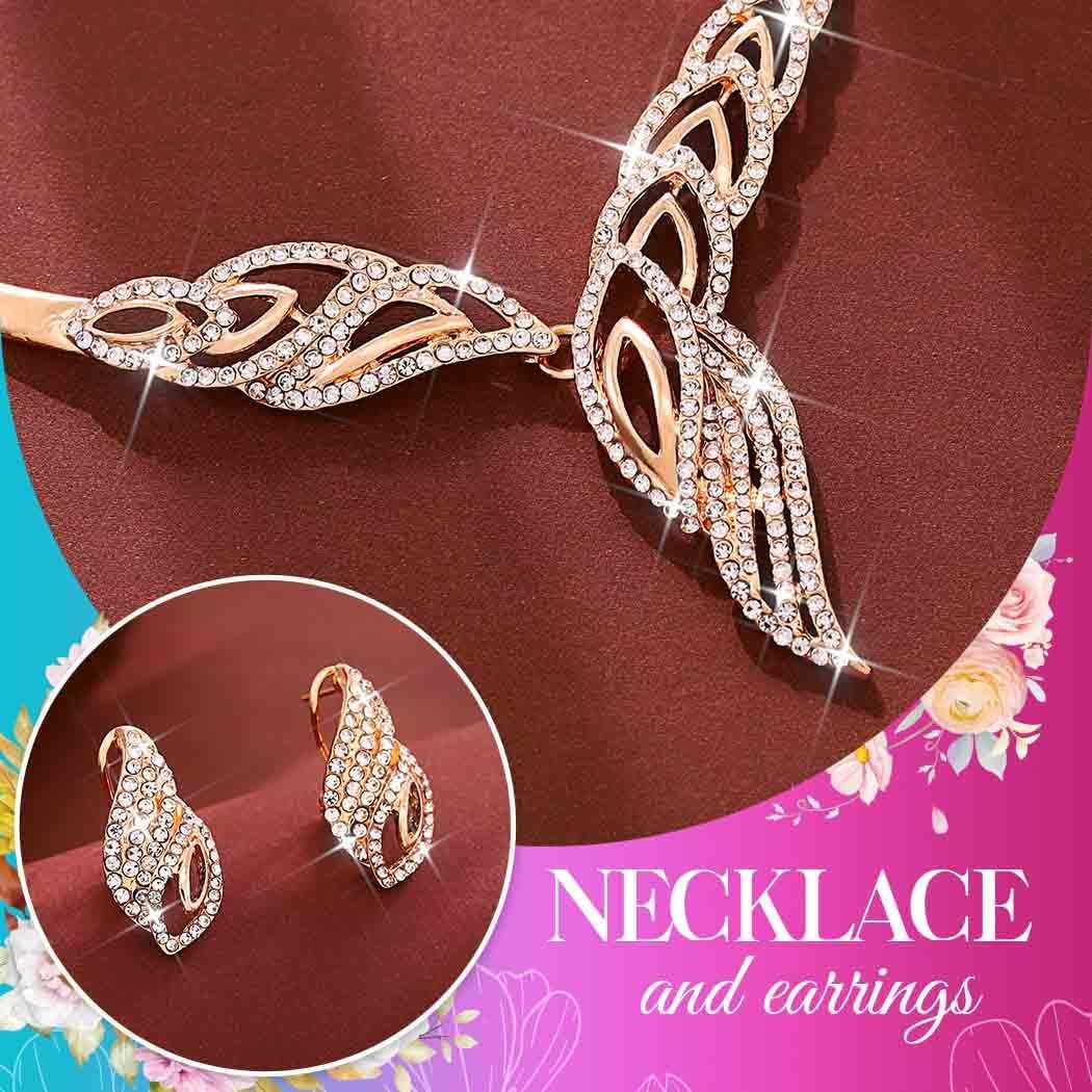 Unicra Gold Jewelry Set Rhinestone Bridal Wedding Necklace Earrings Bracelet Ring Sets Formal Prom Jewelry Sets for Women and Brides - Image 5