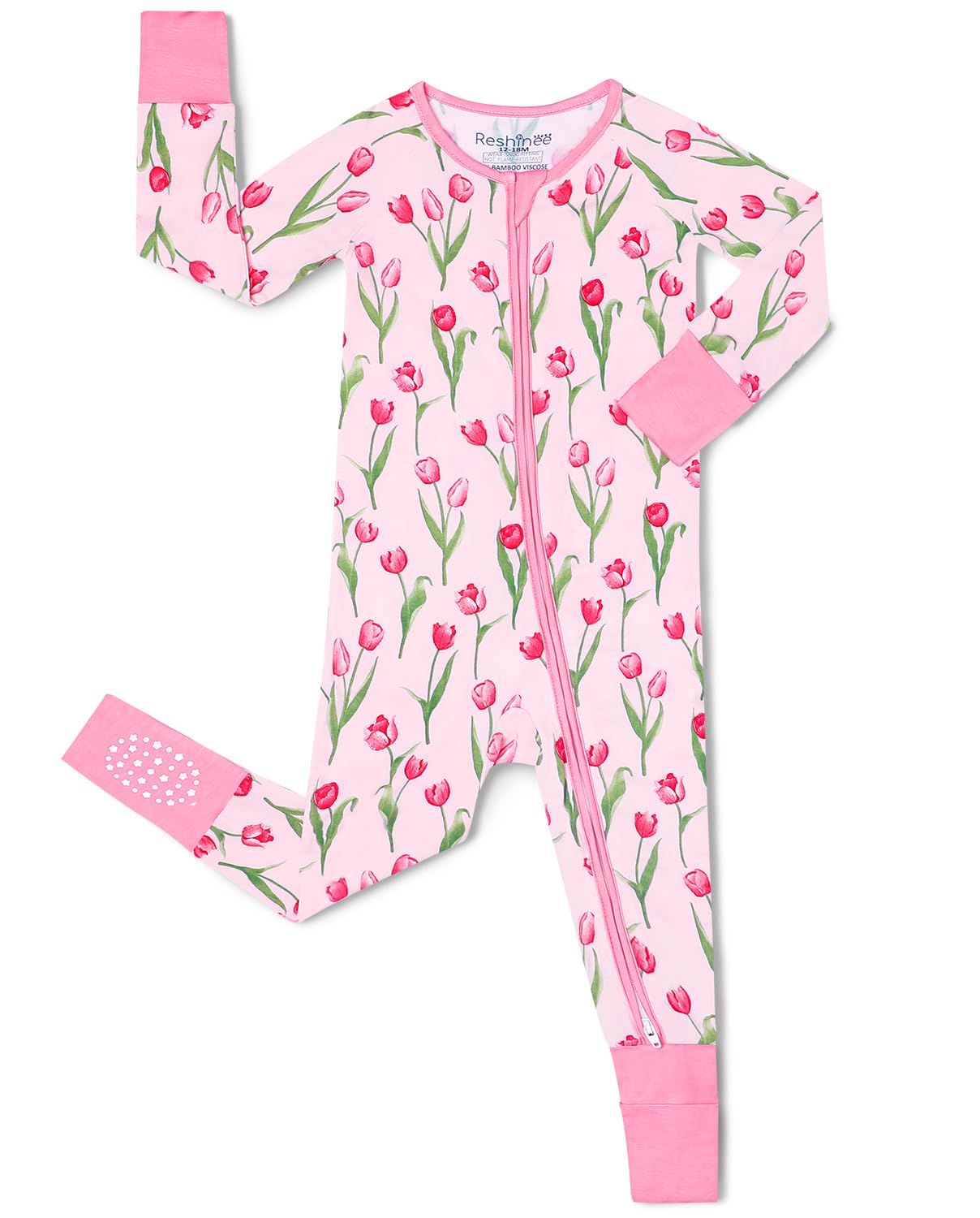 babee Reshinee Viscose Derived from Bamboo Baby Footie Pajamas Convertible Newborn Sleeper for Baby Girl Zipper Onesie 0-24M