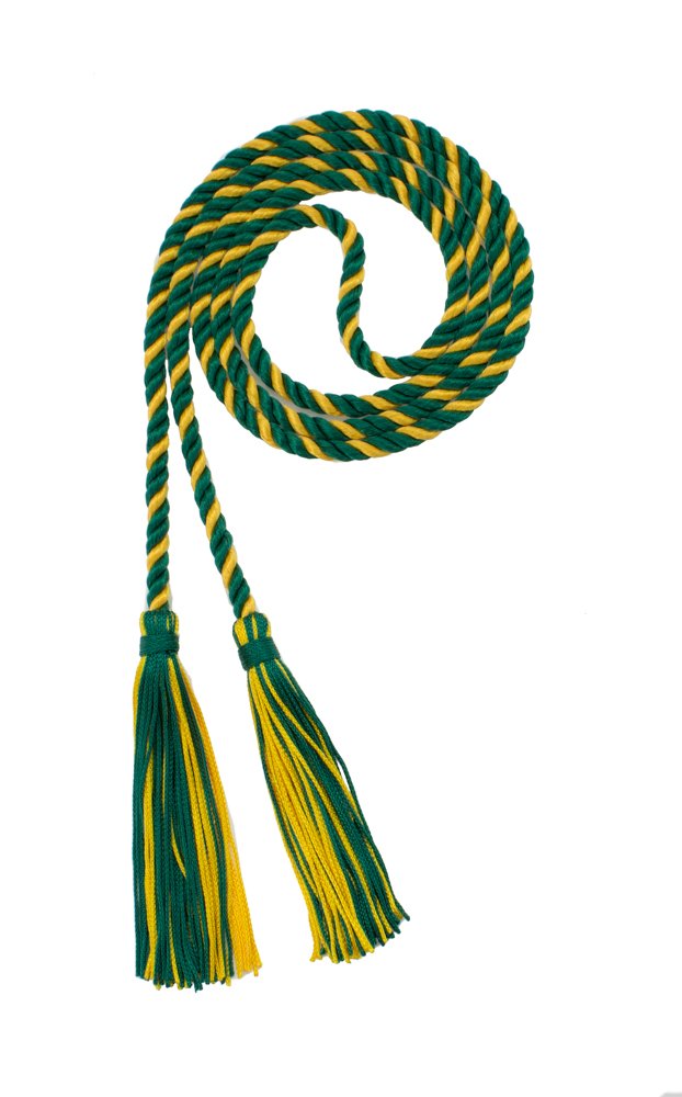 Tassel Depot Graduation Honor Cord - Dark Green/Gold - Every School Color Available - Made In Usa