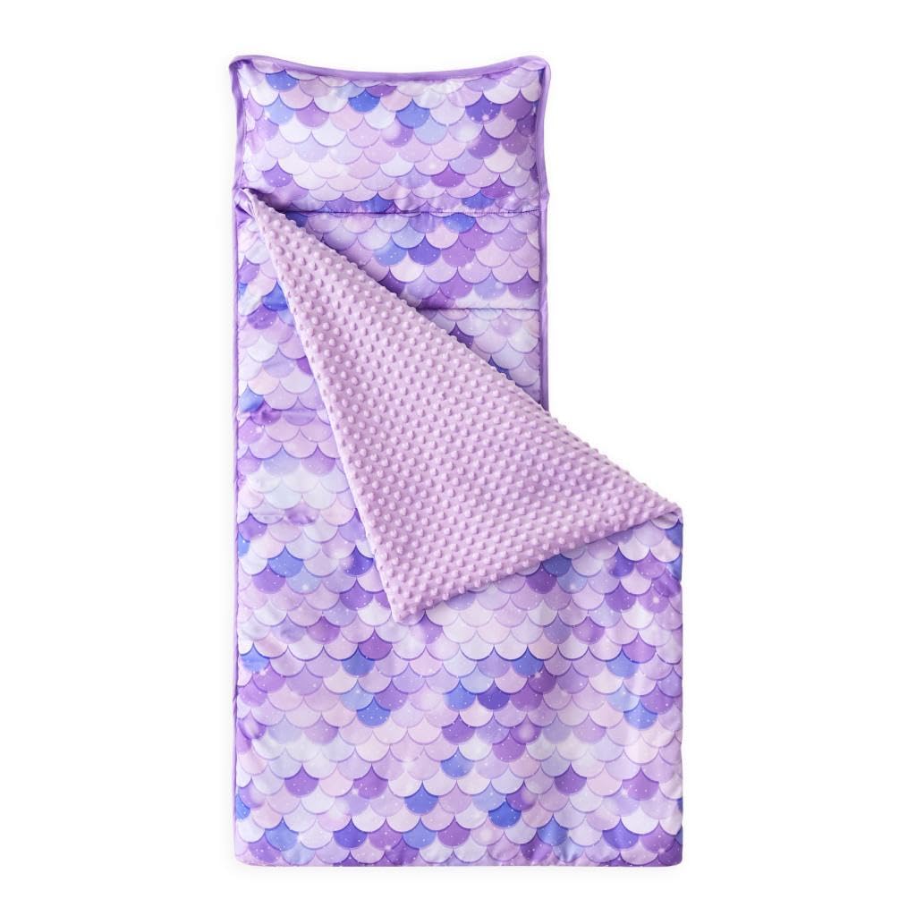 Wake In Cloud - Toddler Nap Mat with Pillow and Minky Fleece Blanket, for Kids Girls Ages 3 Plus in Daycare Preschool Kindergarten, Roll Up Sleeping