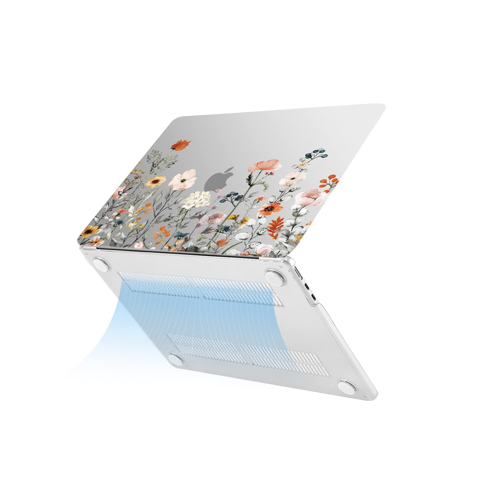 MOSISO Coque Compatible avec MacBook Air 13 Pouces M5 M4 M3 M2 2026-2022 A3449 A3240 A3113 A2681,Coque Rigide Jardin Fleurs pour MacBook Air 13,6 &Protection Clavier&Protecteur D'écran,Transparent