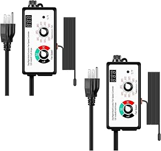 iPower 2 Pack Variable Vent Fan Speed Adjuster with Temperature Controller, for Inline Duct Exhaust, Black, New