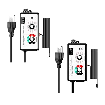 iPower 2 Pack Variable Vent Fan Speed Adjuster with Temperature Controller, for Inline Duct Exhaust, Black, New