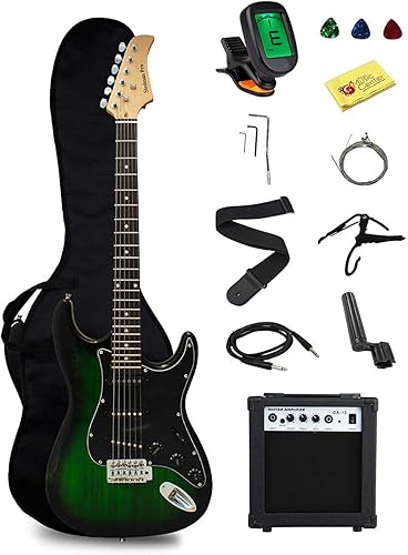 Guitarra eléctrica Stedman Pro para principiantes, de 39 pulgadas con amplificador de 10 vatios, funda, correa, púas, afinador electrónico,
