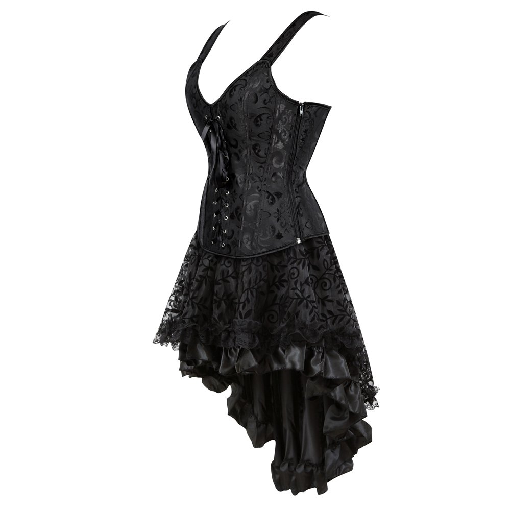 Corsetto Donna Bustino Casual e Gonna Tutu Spallacci Goth